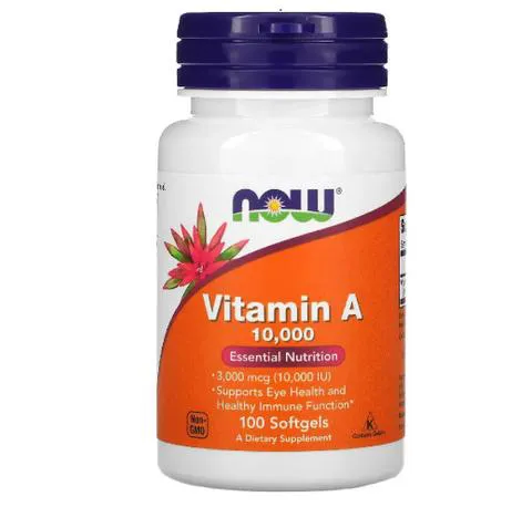 Vitamina A, 10.000 UI, 100 Softgels, Now